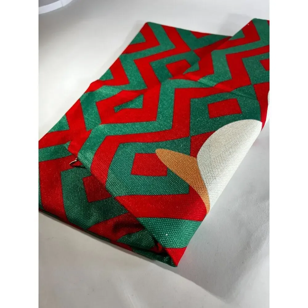Christmas Pillow Cover Zipper Canvas Fabric Holiday Square Snowman Green Red NEW